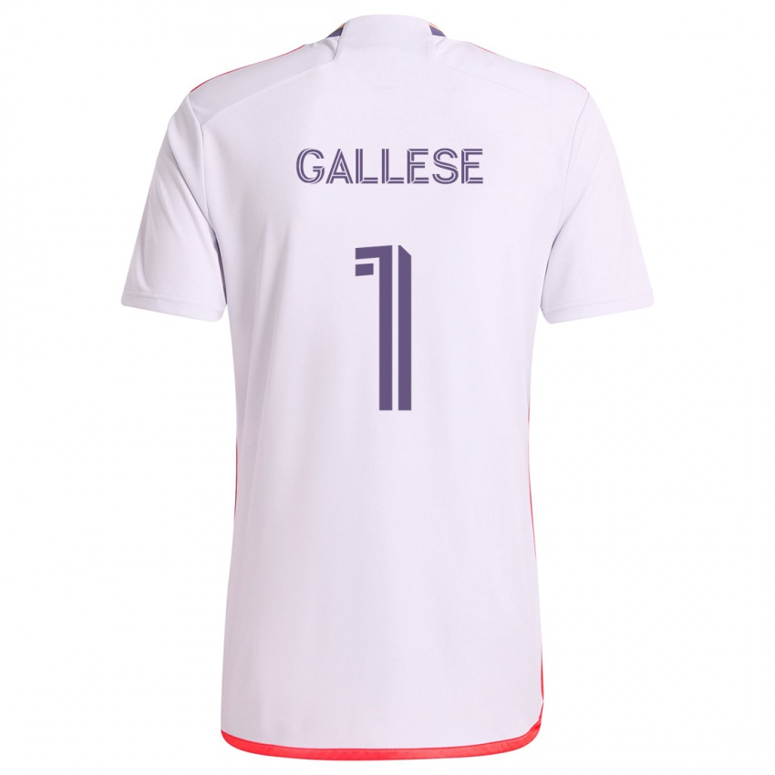 Uomo Maglia Pedro Gallese #1 Bianco Rosso Viola Kit Gara Away 2024/25 Maglietta