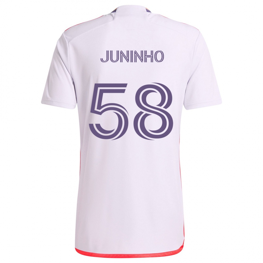 Uomo Maglia Juninho #58 Bianco Rosso Viola Kit Gara Away 2024/25 Maglietta