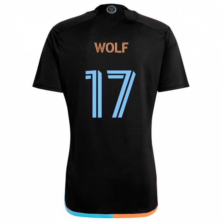 Uomo Maglia Hannes Wolf #17 Nero Arancione Blu Kit Gara Away 2024/25 Maglietta