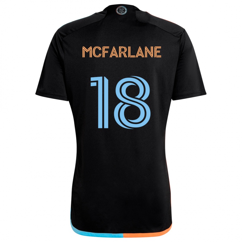 Uomo Maglia Christian Mcfarlane #18 Nero Arancione Blu Kit Gara Away 2024/25 Maglietta