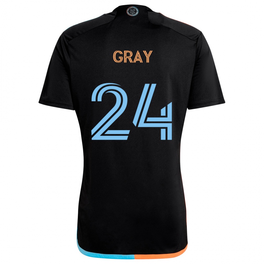 Uomo Maglia Tayvon Gray #24 Nero Arancione Blu Kit Gara Away 2024/25 Maglietta