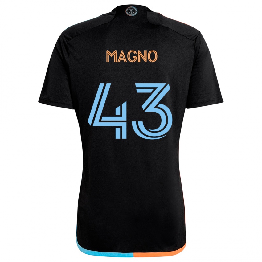 Uomo Maglia Talles Magno #43 Nero Arancione Blu Kit Gara Away 2024/25 Maglietta