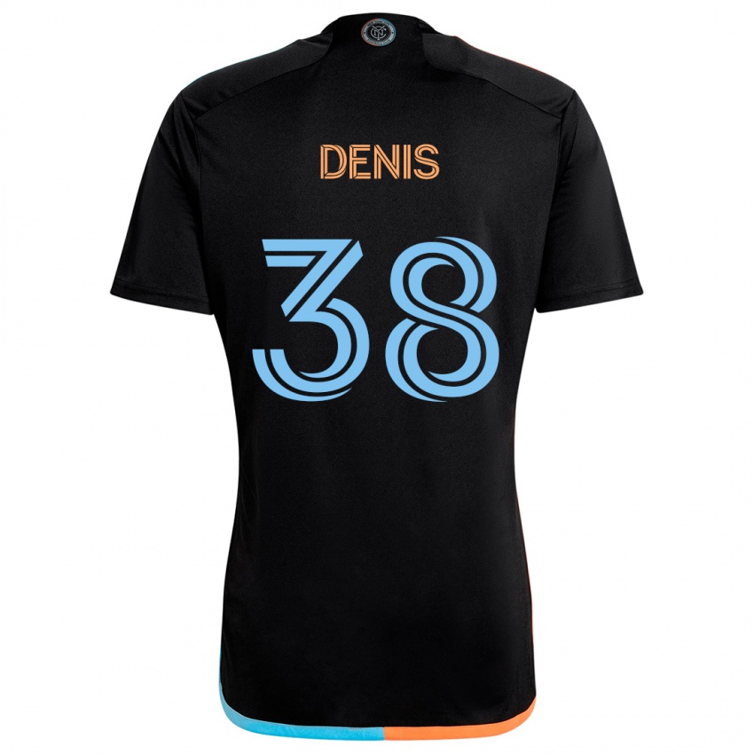 Uomo Maglia John Denis #38 Nero Arancione Blu Kit Gara Away 2024/25 Maglietta