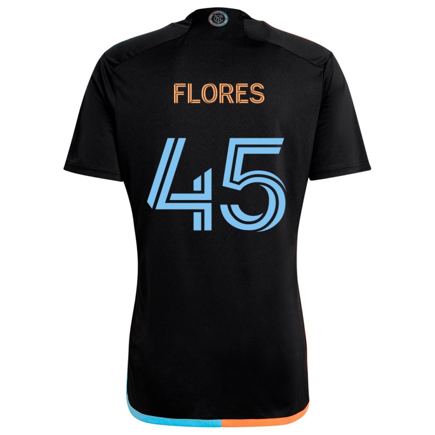 Uomo Maglia Brian Flores #45 Nero Arancione Blu Kit Gara Away 2024/25 Maglietta