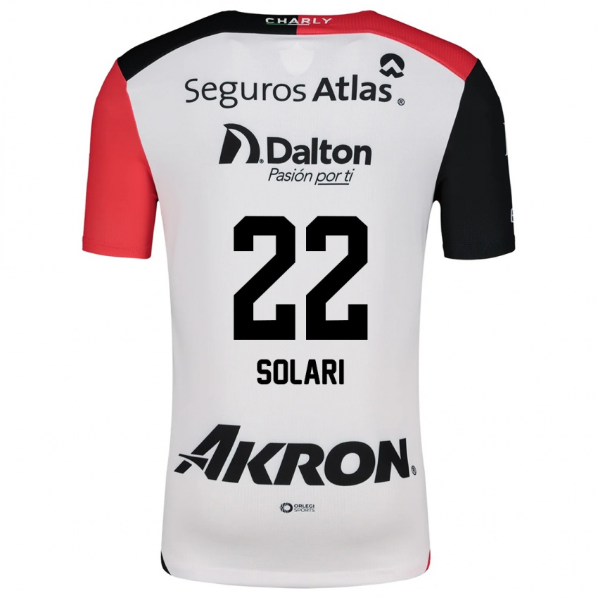 Uomo Maglia Augusto Solari #22 Bianco Rosso Nero Kit Gara Away 2024/25 Maglietta