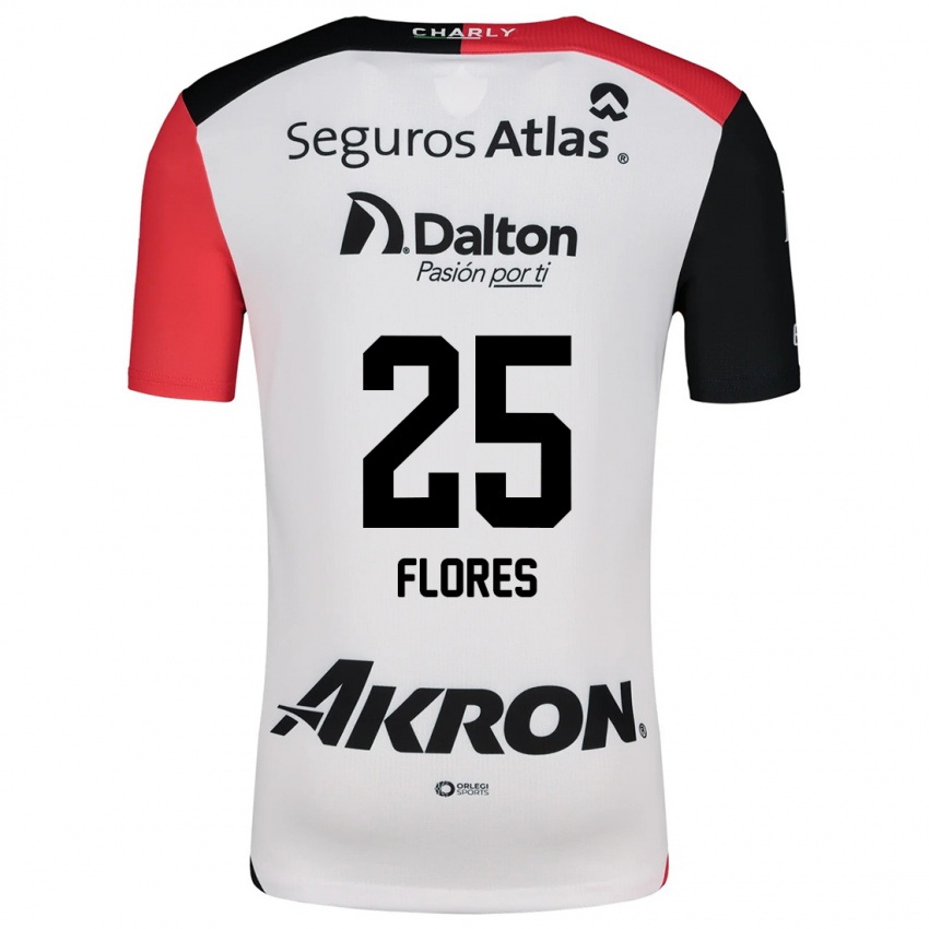 Uomo Maglia Leonardo Flores #25 Bianco Rosso Nero Kit Gara Away 2024/25 Maglietta