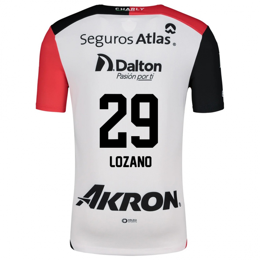 Uomo Maglia Brian Lozano #29 Bianco Rosso Nero Kit Gara Away 2024/25 Maglietta