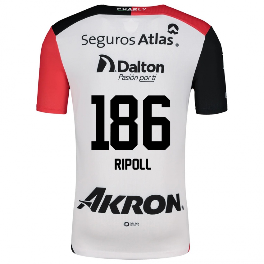 Uomo Maglia Alonso Ripoll #186 Bianco Rosso Nero Kit Gara Away 2024/25 Maglietta