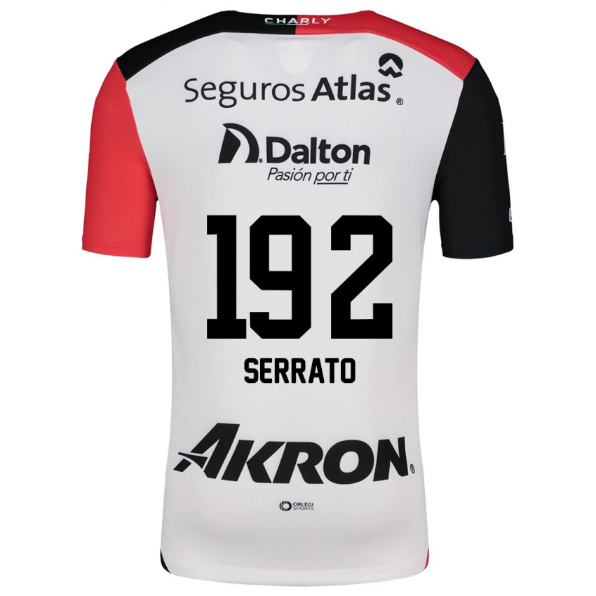 Uomo Maglia Jesús Serrato #192 Bianco Rosso Nero Kit Gara Away 2024/25 Maglietta