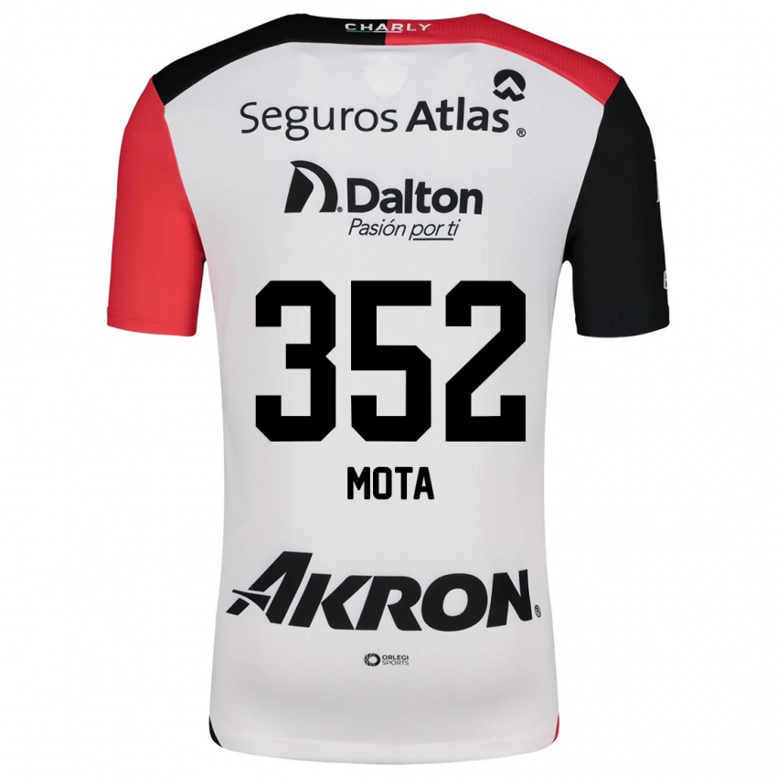 Uomo Maglia Noé Mota #352 Bianco Rosso Nero Kit Gara Away 2024/25 Maglietta