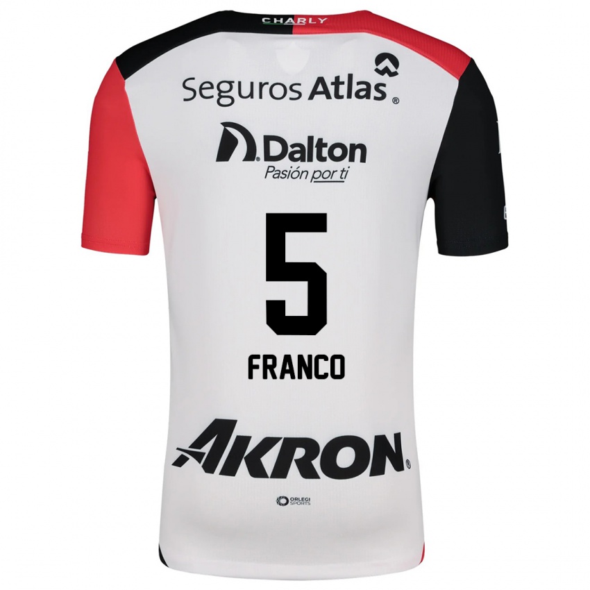 Uomo Maglia Alejandra Franco #5 Bianco Rosso Nero Kit Gara Away 2024/25 Maglietta