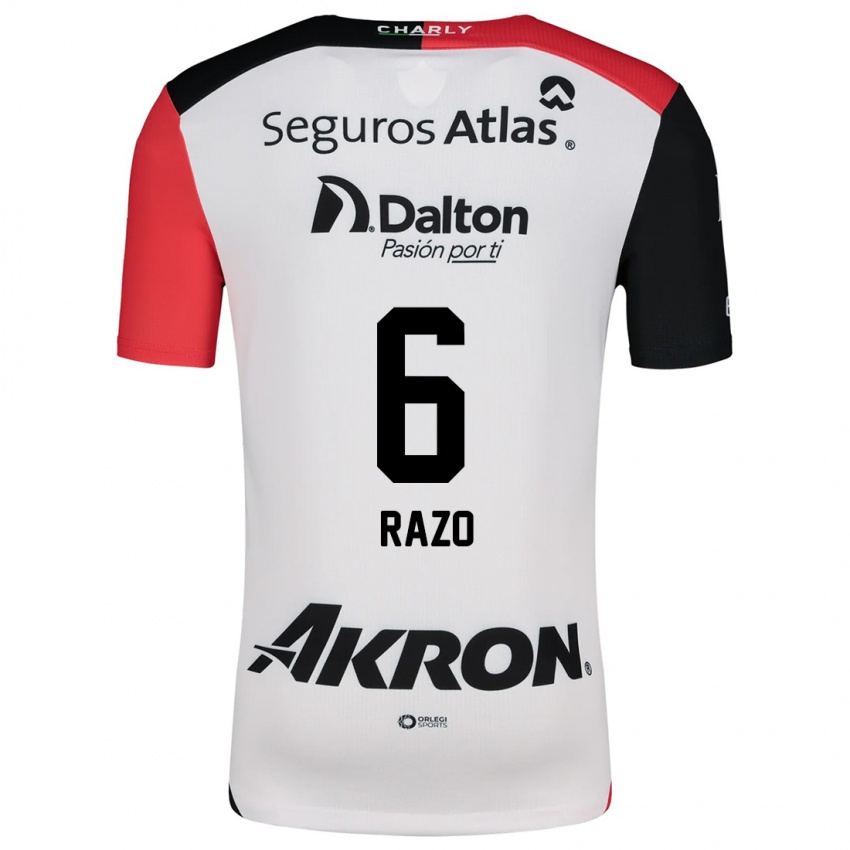 Uomo Maglia Valeria Razo #6 Bianco Rosso Nero Kit Gara Away 2024/25 Maglietta