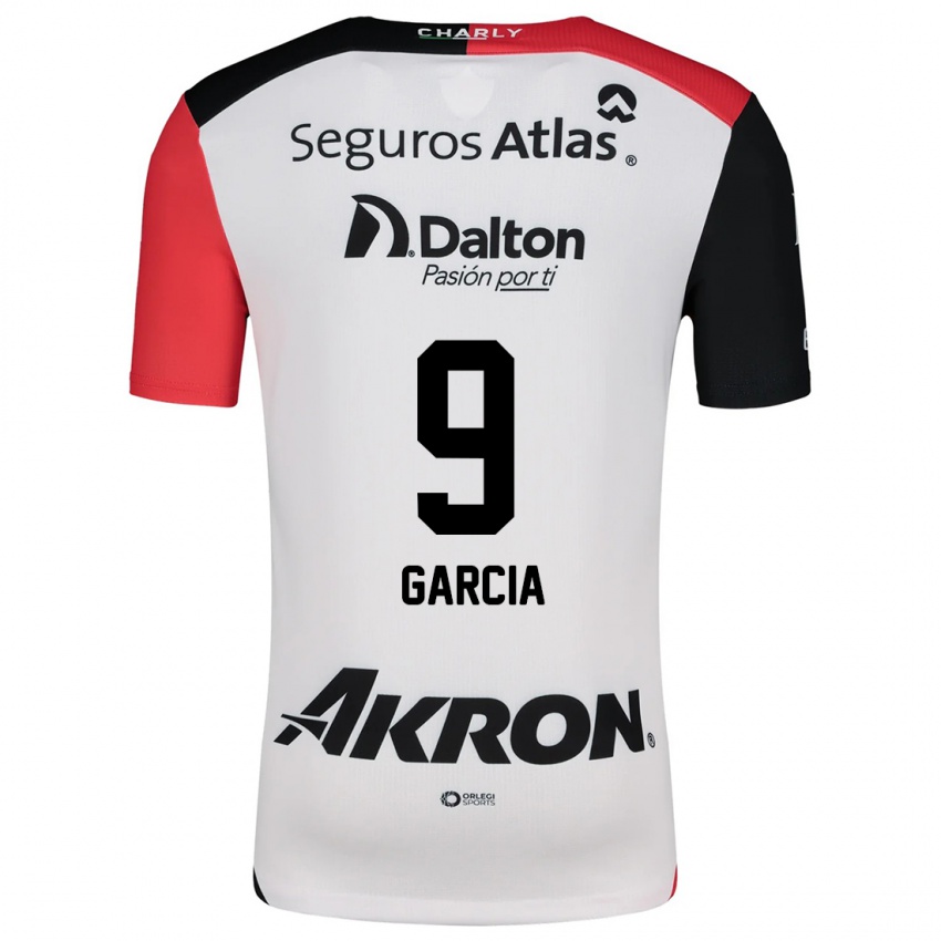 Uomo Maglia Marcia García #9 Bianco Rosso Nero Kit Gara Away 2024/25 Maglietta