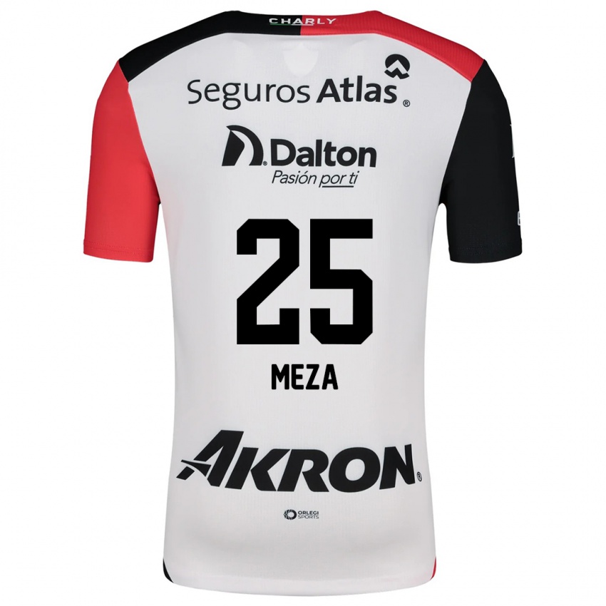 Uomo Maglia Daniela Meza #25 Bianco Rosso Nero Kit Gara Away 2024/25 Maglietta