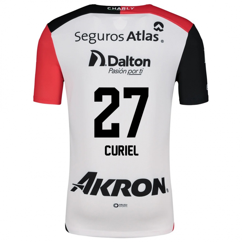 Uomo Maglia Alexa Curiel #27 Bianco Rosso Nero Kit Gara Away 2024/25 Maglietta