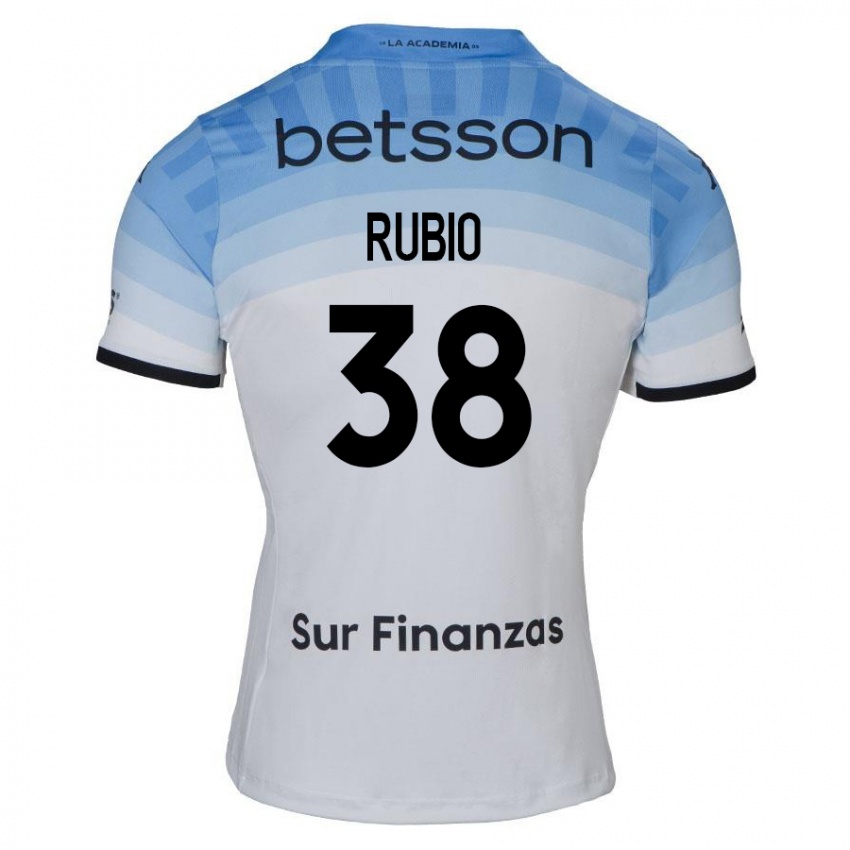 Uomo Maglia Tobias Rubio #38 Bianco Blu Nero Kit Gara Away 2024/25 Maglietta