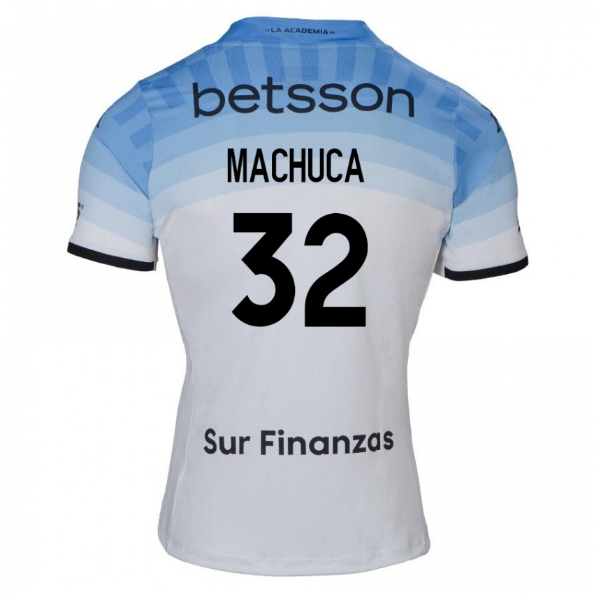 Uomo Maglia Elias Machuca #32 Bianco Blu Nero Kit Gara Away 2024/25 Maglietta