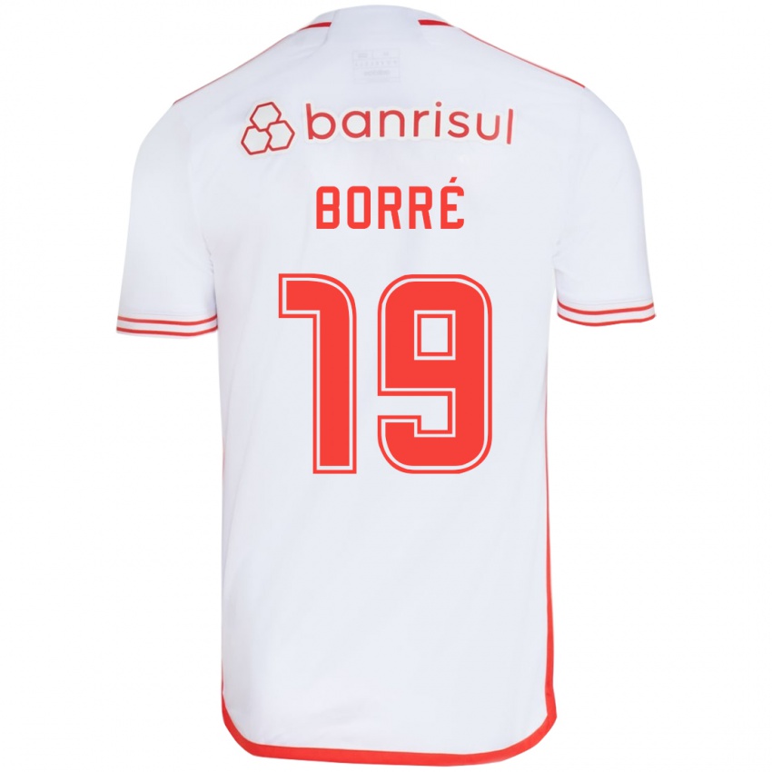 Uomo Maglia Rafael Borre #19 Bianco Rosso Kit Gara Away 2024/25 Maglietta