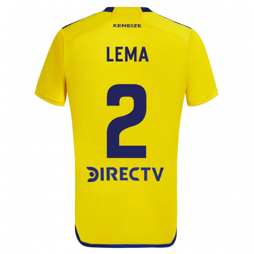 Uomo Maglia Cristian Lema #2 Giallo Blu Kit Gara Away 2024/25 Maglietta