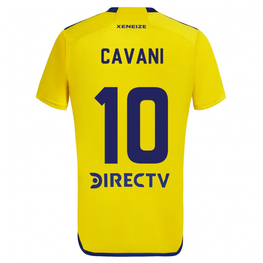 Uomo Maglia Edinson Cavani #10 Giallo Blu Kit Gara Away 2024/25 Maglietta