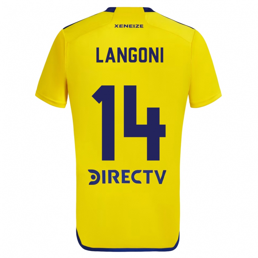 Uomo Maglia Luca Langoni #14 Giallo Blu Kit Gara Away 2024/25 Maglietta