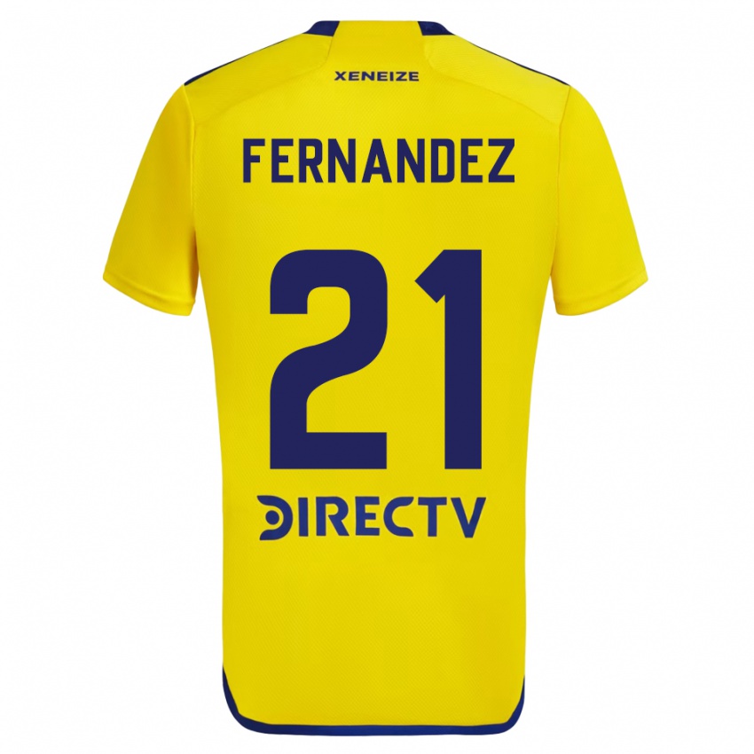 Uomo Maglia Ezequiel Fernandez #21 Giallo Blu Kit Gara Away 2024/25 Maglietta