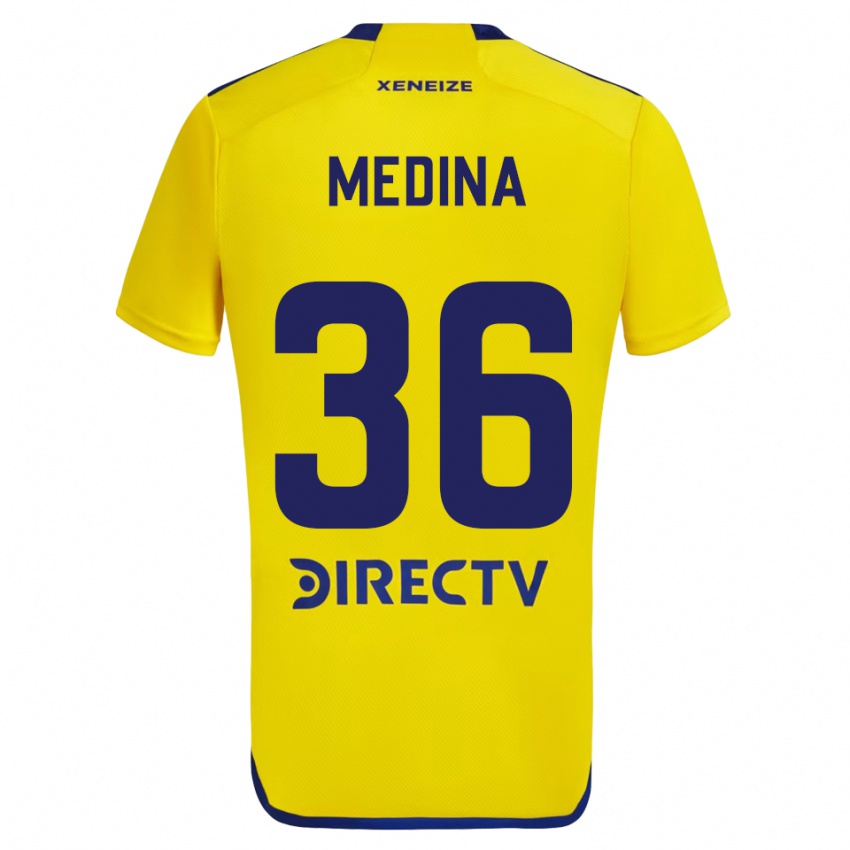 Uomo Maglia Cristian Medina #36 Giallo Blu Kit Gara Away 2024/25 Maglietta