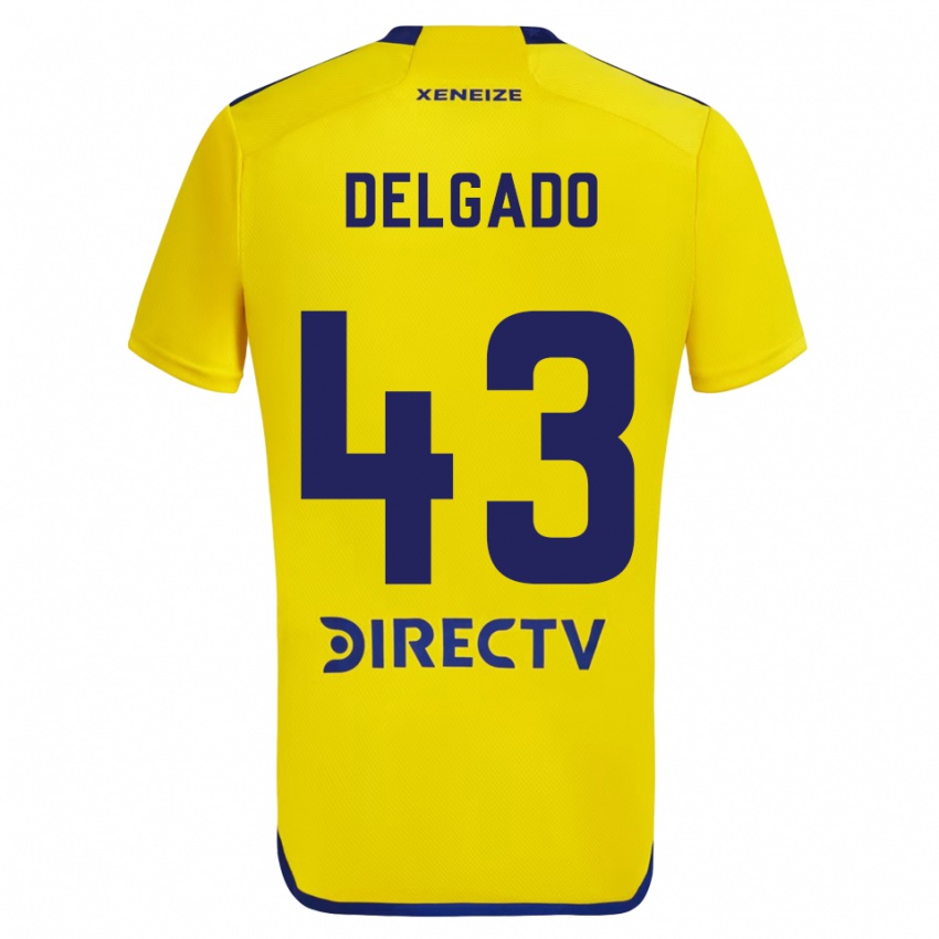 Uomo Maglia Milton Delgado #43 Giallo Blu Kit Gara Away 2024/25 Maglietta