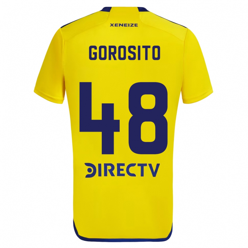 Uomo Maglia Dylan Gorosito #48 Giallo Blu Kit Gara Away 2024/25 Maglietta