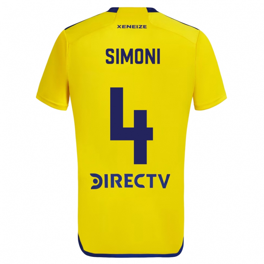 Uomo Maglia Tiago Simoni #4 Giallo Blu Kit Gara Away 2024/25 Maglietta