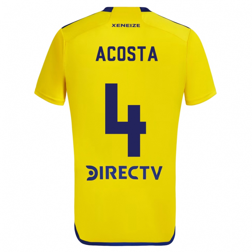 Uomo Maglia Natan Acosta #4 Giallo Blu Kit Gara Away 2024/25 Maglietta