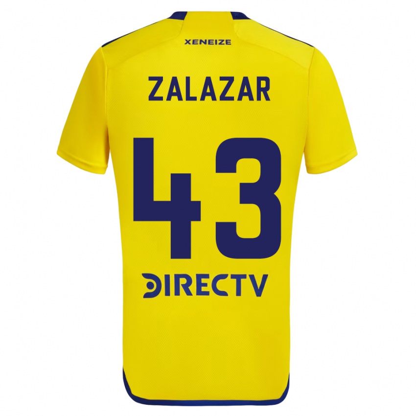 Uomo Maglia Maximiliano Zalazar #43 Giallo Blu Kit Gara Away 2024/25 Maglietta