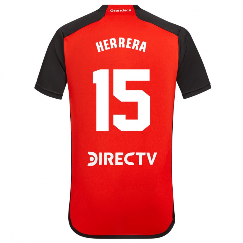 Uomo Maglia Andrés Herrera #15 Rosso Nero Bianco Kit Gara Away 2024/25 Maglietta