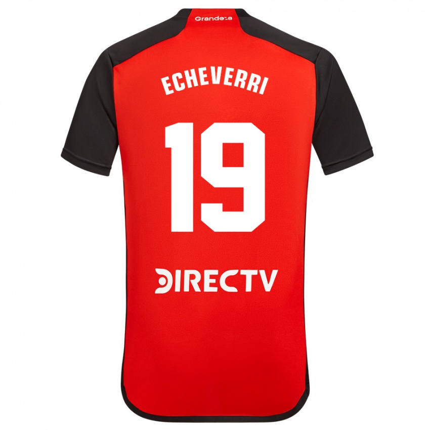 Uomo Maglia Claudio Echeverri #19 Rosso Nero Bianco Kit Gara Away 2024/25 Maglietta