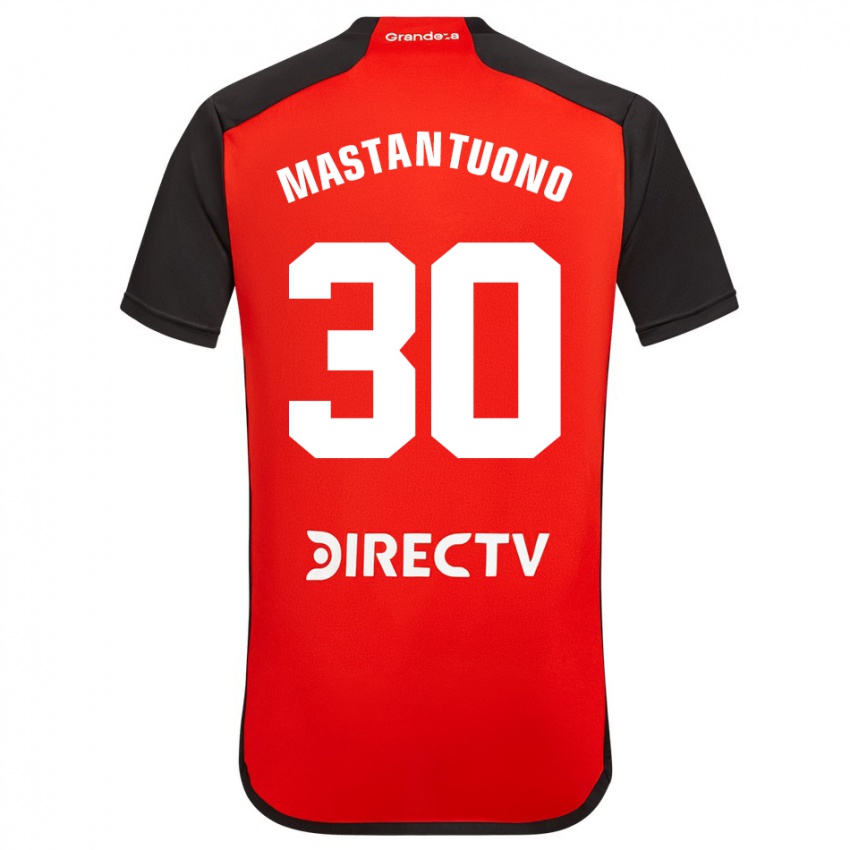 Uomo Maglia Franco Mastantuono #30 Rosso Nero Bianco Kit Gara Away 2024/25 Maglietta