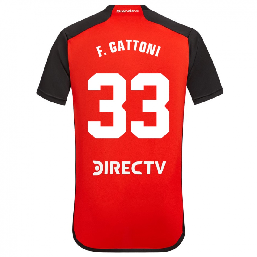 Uomo Maglia Federico Gattoni #33 Rosso Nero Bianco Kit Gara Away 2024/25 Maglietta