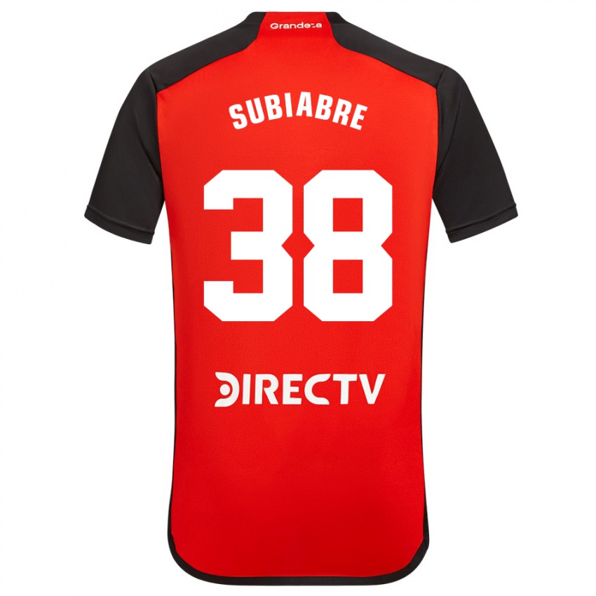 Uomo Maglia Ian Subiabre #38 Rosso Nero Bianco Kit Gara Away 2024/25 Maglietta