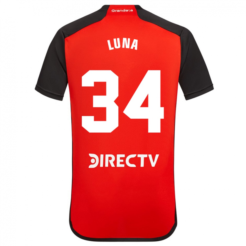 Uomo Maglia Jonás Luna #34 Rosso Nero Bianco Kit Gara Away 2024/25 Maglietta