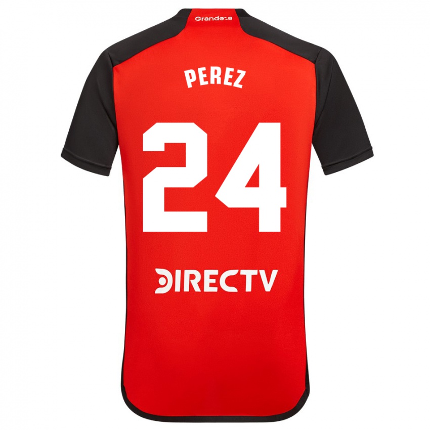 Uomo Maglia Enzo Perez #24 Rosso Nero Bianco Kit Gara Away 2024/25 Maglietta