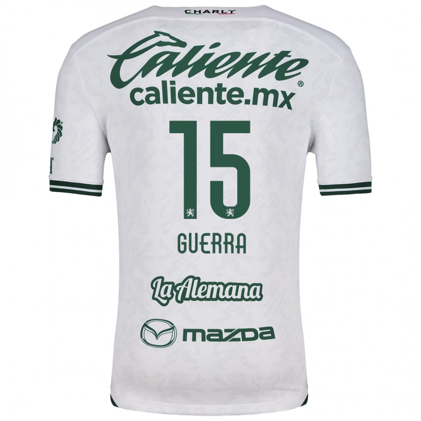 Uomo Maglia Edgar Guerra #15 Bianco Verde Kit Gara Away 2024/25 Maglietta