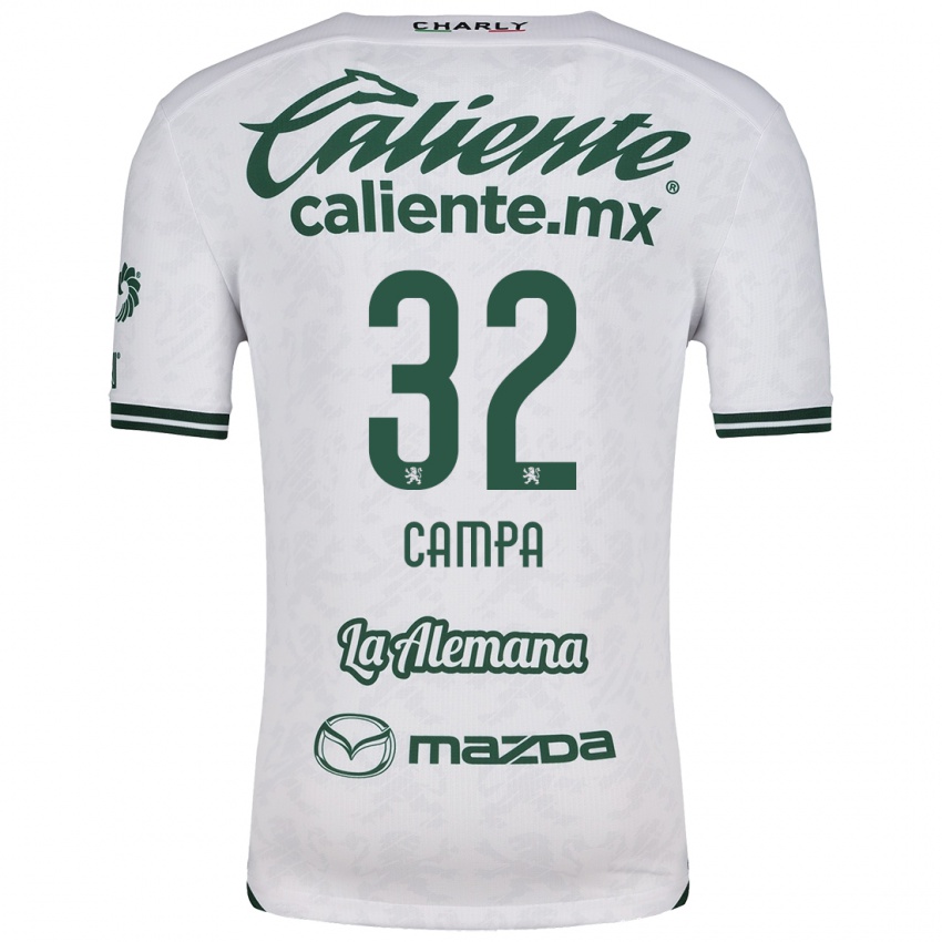 Uomo Maglia Ana Campa #32 Bianco Verde Kit Gara Away 2024/25 Maglietta