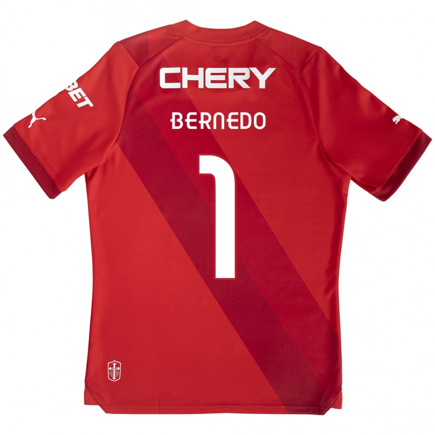 Uomo Maglia Vicente Bernedo #1 Rosso Bianco Kit Gara Away 2024/25 Maglietta