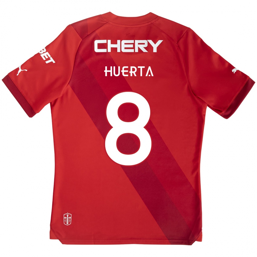 Uomo Maglia Valber Huerta #8 Rosso Bianco Kit Gara Away 2024/25 Maglietta