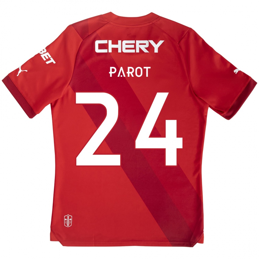 Uomo Maglia Alfonso Parot #24 Rosso Bianco Kit Gara Away 2024/25 Maglietta