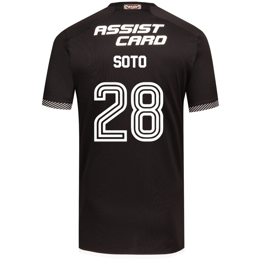 Uomo Maglia Lucas Soto #28 Nero Bianco Kit Gara Away 2024/25 Maglietta