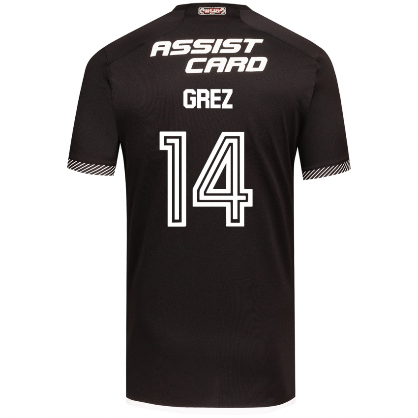 Uomo Maglia Javiera Grez #14 Nero Bianco Kit Gara Away 2024/25 Maglietta