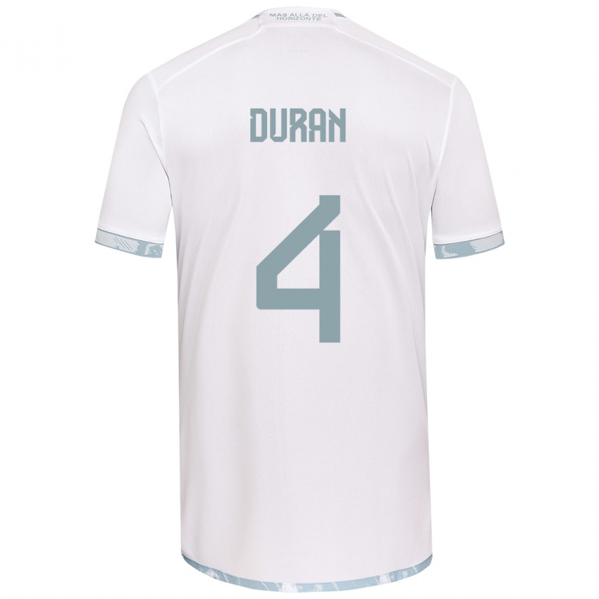 Uomo Maglia Ignacia Durán #4 Bianco Grigio Kit Gara Away 2024/25 Maglietta