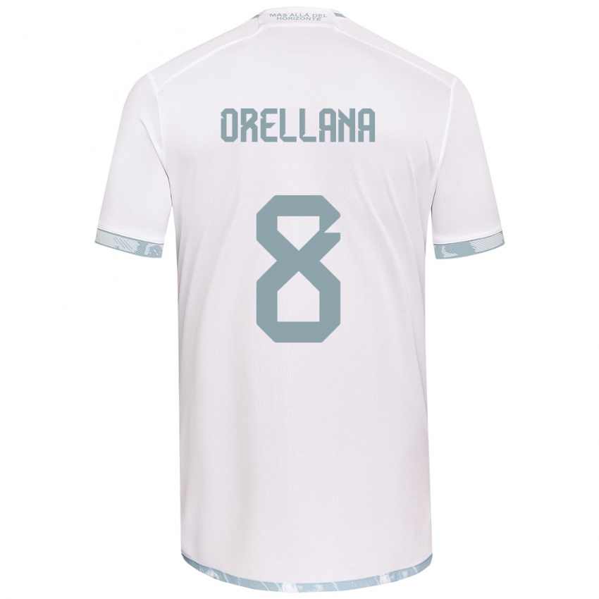 Uomo Maglia Denisse Orellana #8 Bianco Grigio Kit Gara Away 2024/25 Maglietta