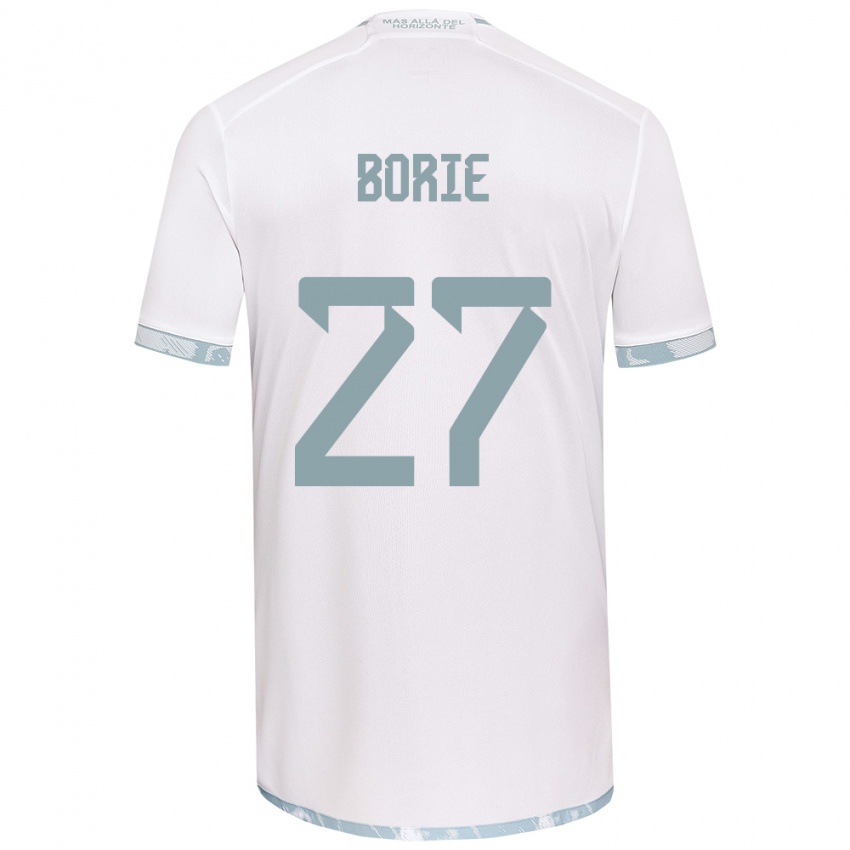 Uomo Maglia Emilie Borie #27 Bianco Grigio Kit Gara Away 2024/25 Maglietta