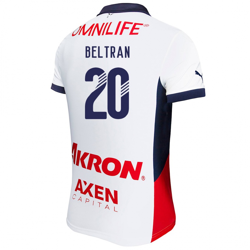 Uomo Maglia Fernando Beltrán #20 Bianco Rosso Blu Kit Gara Away 2024/25 Maglietta